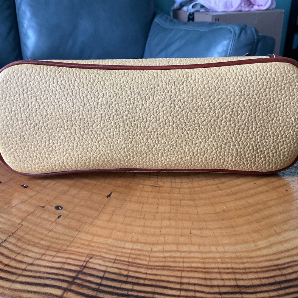 Dooney & Bourke Pebbled Leather Crossbody Bag Yellow Leather Brown Trim - Picture 7 of 16